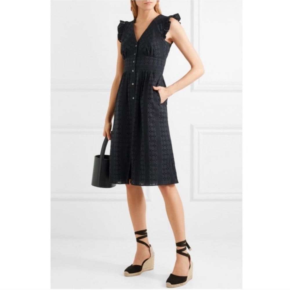 J. Crew Black Eyelet Midi Dress